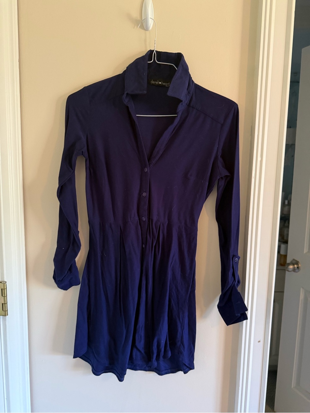 Derek Heart Navy Blue Button-Front Tunic Dress